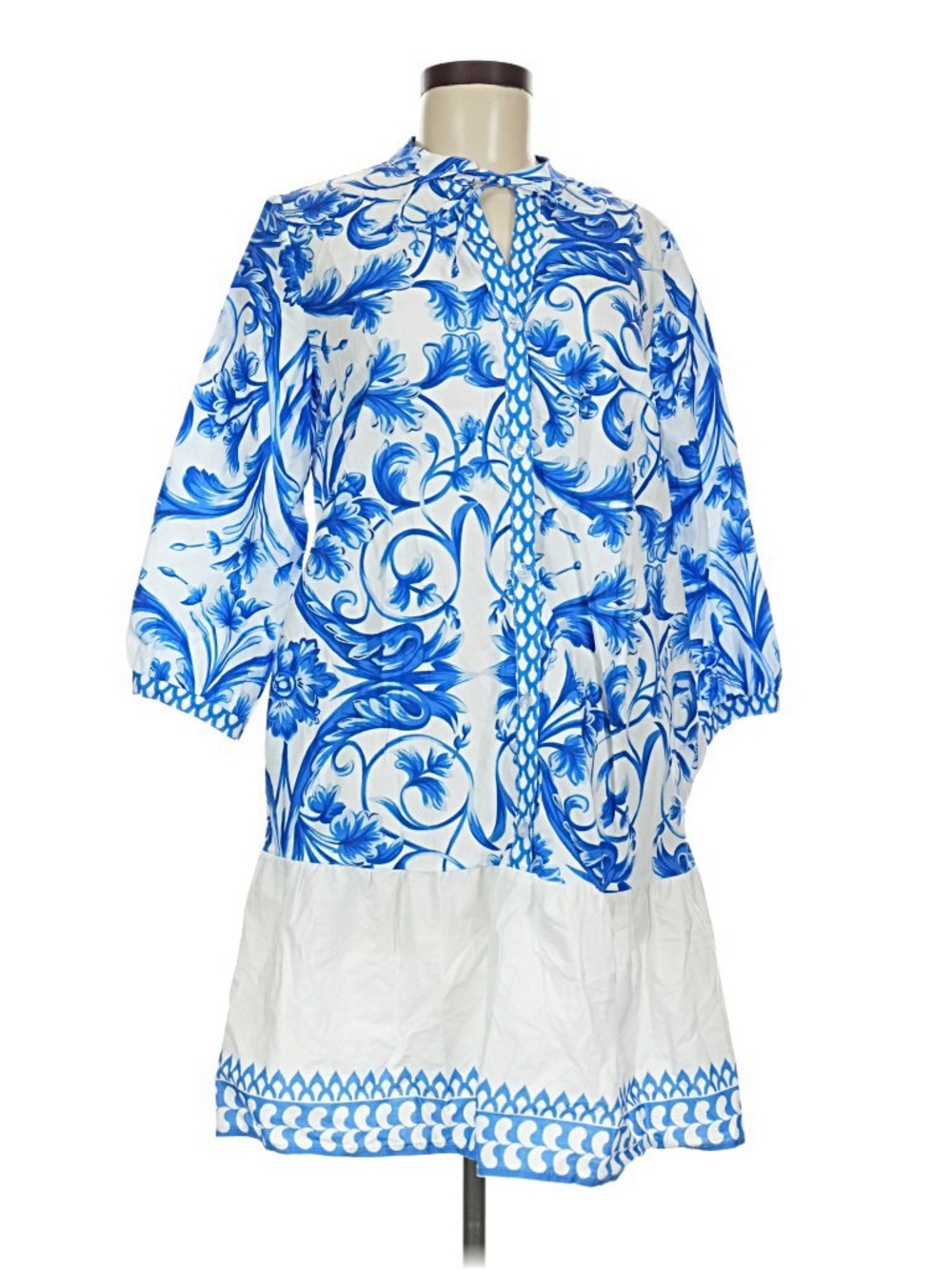 Girls Blue and White Floral Tunic Dress